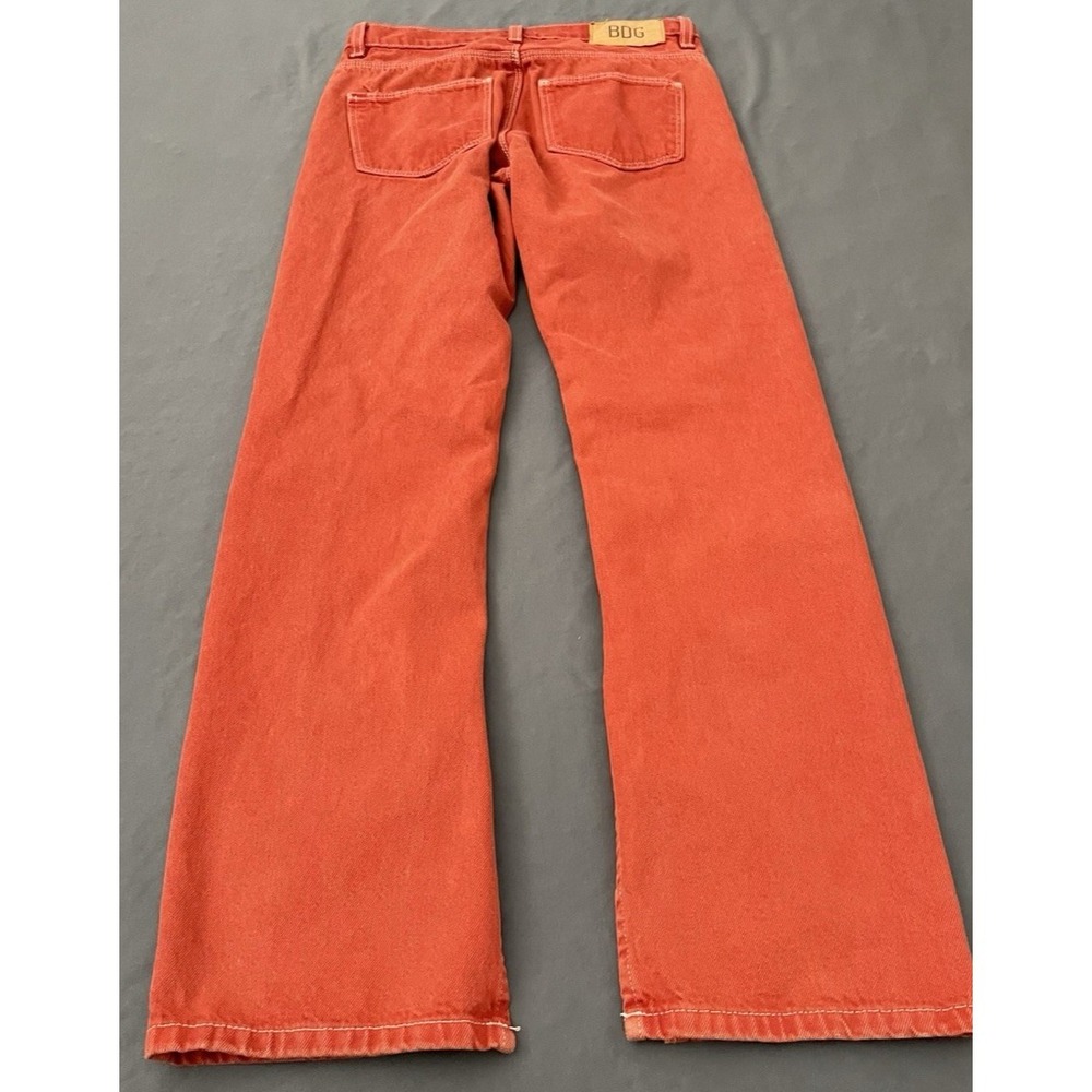 BDG Urban Outfitters Jeans Womens Sz 25 Coral Orange High Straight Leg Split Hem - Picture 8 of 15